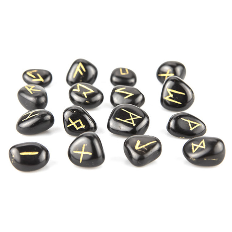 Rune Set Black Agate