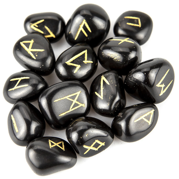 Rune Set Black Agate