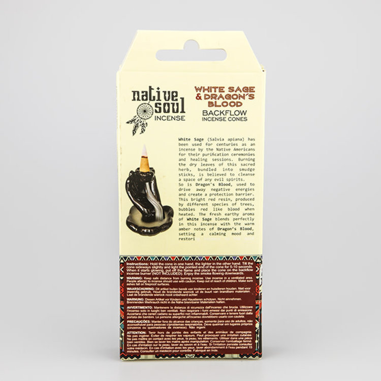 Green Tree Native Soul White Sage & Dragon's Blood Incense 8 Backflow Cones