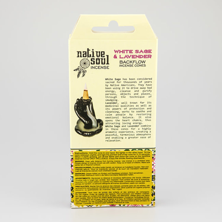 Green Tree Native Soul  White Sage & Lavender Incense 8 Backflow Cones