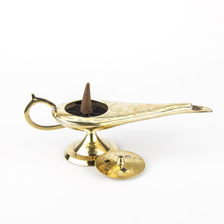 Brass Genie Lamp Incense Burner 8 in.