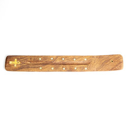 Wooden Incense Burner with Ankh Brass Inlay