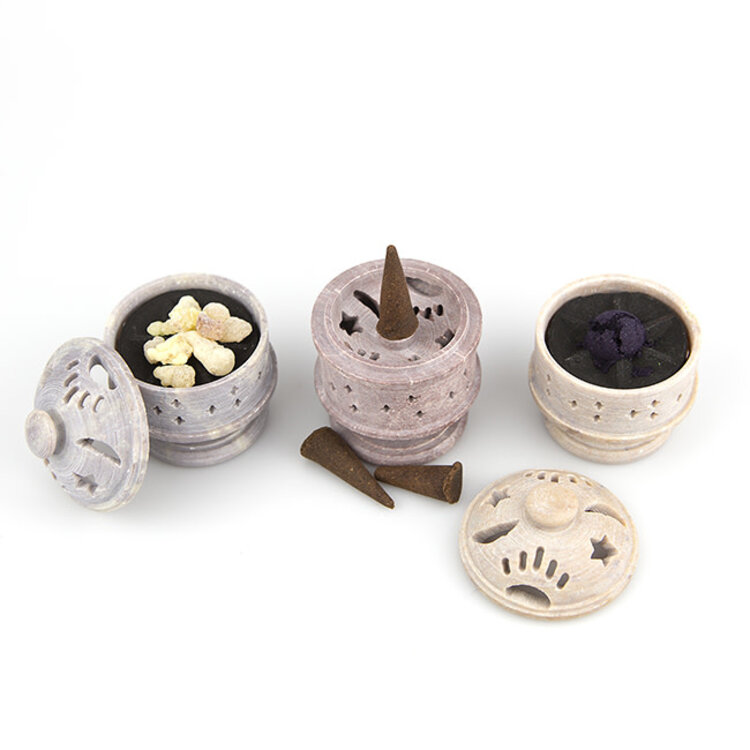 Soapstone Celestial Cup with Lid Incense Holder