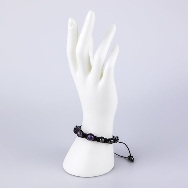 Magnetic Hematite & Amethyst Adjustable Cord Bracelet