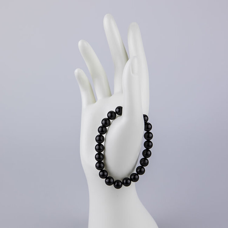 Black Tourmaline Round Bead Bracelet 8 mm