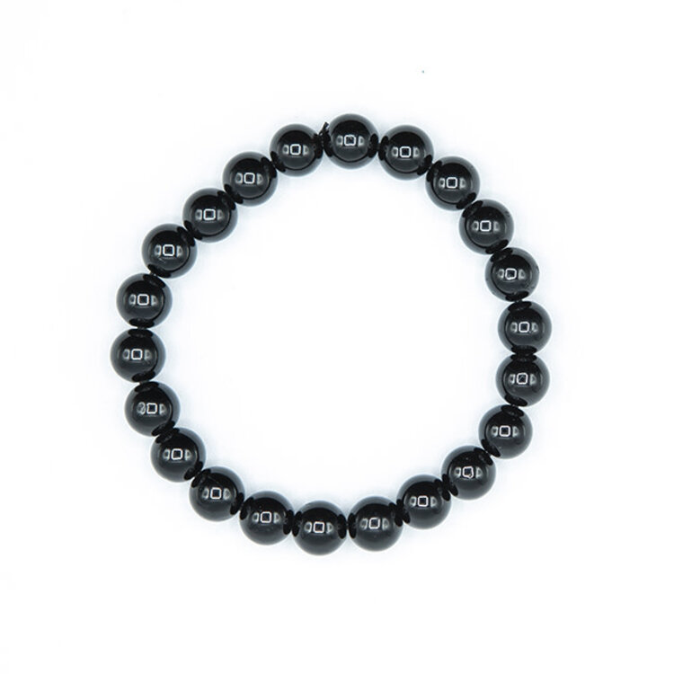 Black Tourmaline Round Bead Bracelet 8 mm