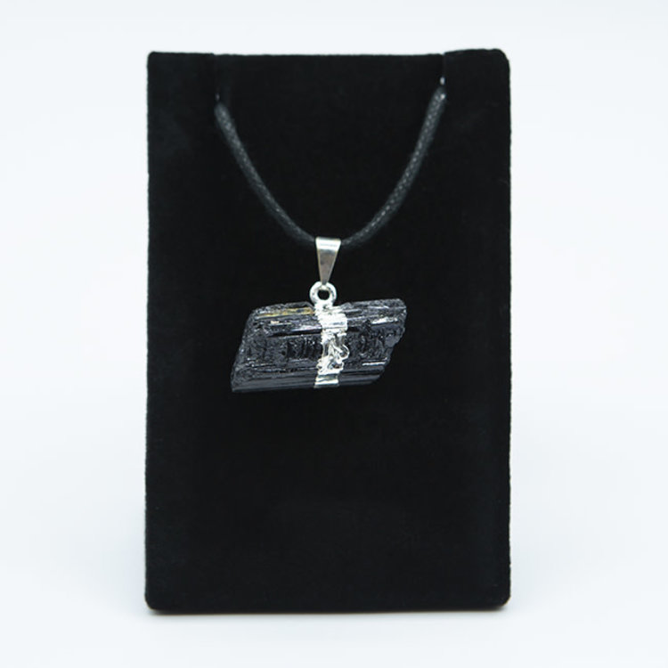 Horizontal Black Tourmaline Pendant with Bail