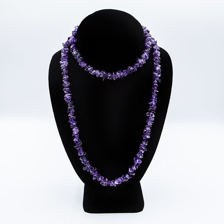 Amethyst Chip Necklace 36 in.