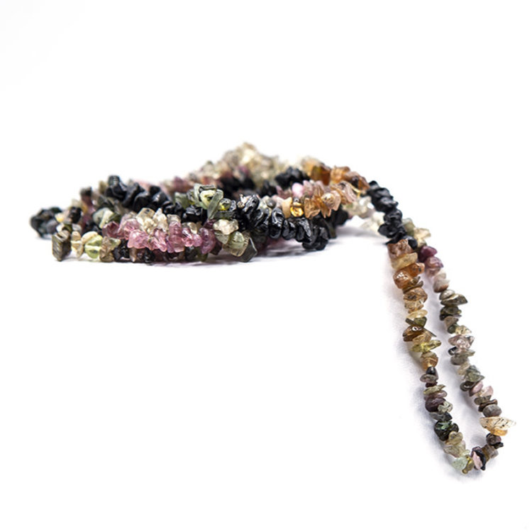 Mixed Tourmaline with Black Tourmaline Chip 36 in. Necklace
