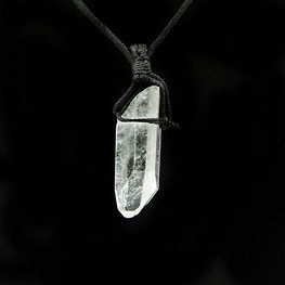 Clear Quartz Point Necklace on Black Cord