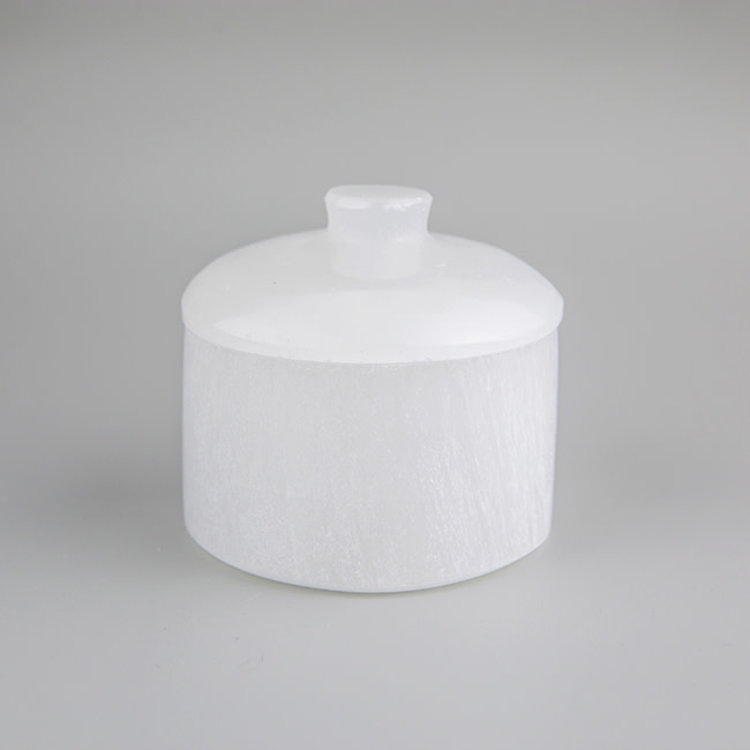 Selenite Round Box with Lid 3.5 in.