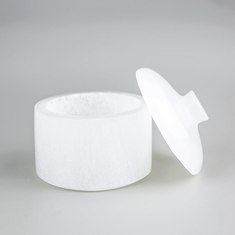 Selenite Round Box with Lid 3.5 in.