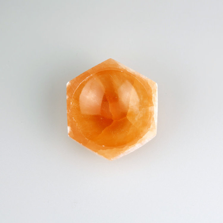 Selenite Orange Small Hexagon Bowl 3 in.