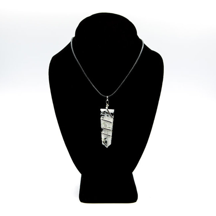 Flat Rainbow Moonstone Wrapped Point Pendant