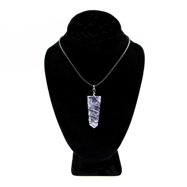 Flat Lepidolite Coil Point Pendant