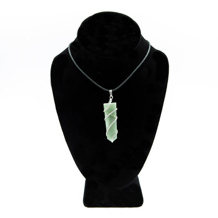 Flat Green Aventurine Coil Point Pendant