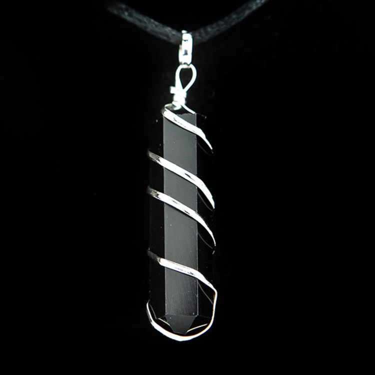 Black Tourmaline Coil Point Pendant