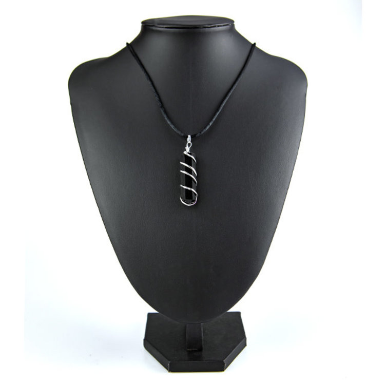 Black Tourmaline Coil Point Pendant