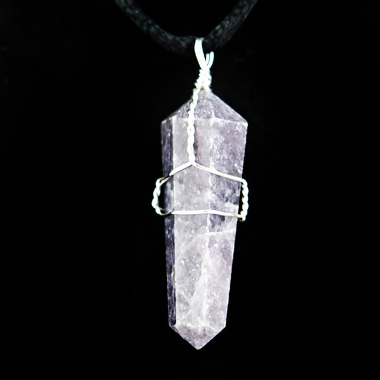 Wire Wrapped Lepidolite Point Pendant