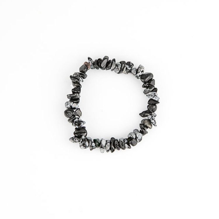 Snowflake Obsidian Chip Bracelet