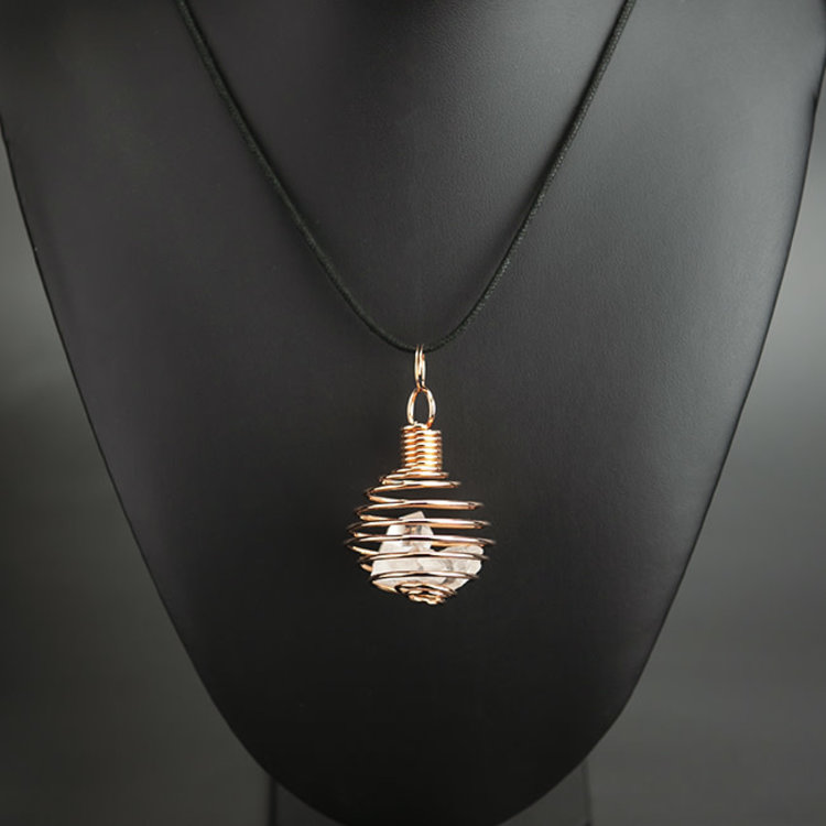 Spiral Copper Plated Cage Necklace 1.5 in.