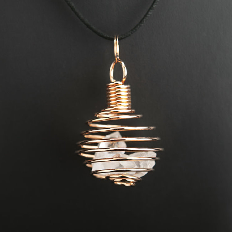 Spiral Copper Plated Cage Necklace 1.5 in.