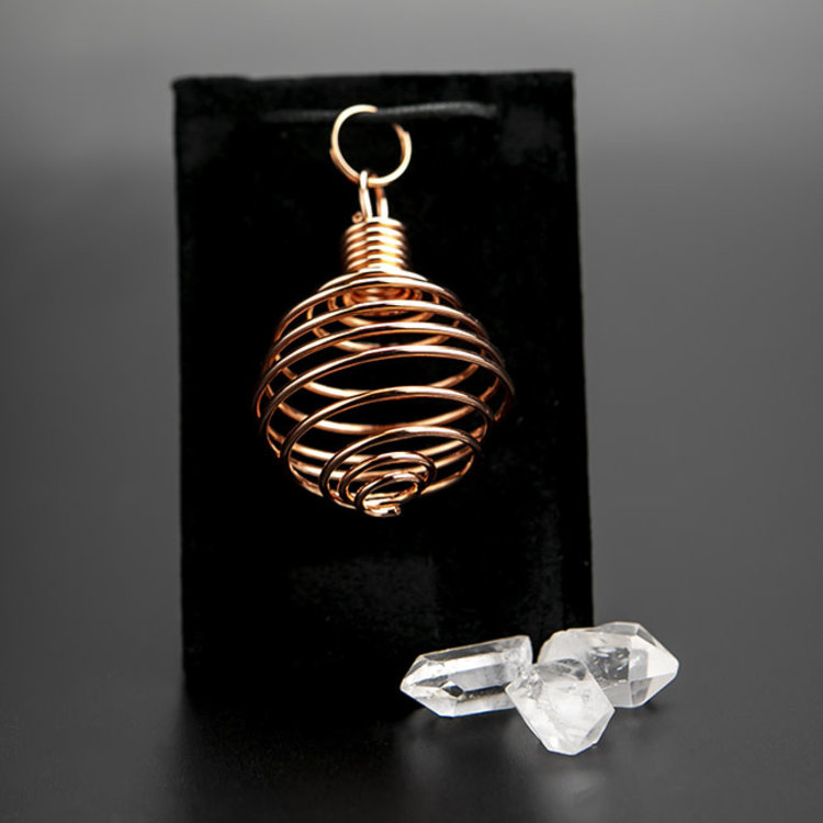 Spiral Copper Plated Cage Necklace 1.5 in.