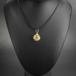 Spiral Gold Color Plated Cage Necklace .75 in.