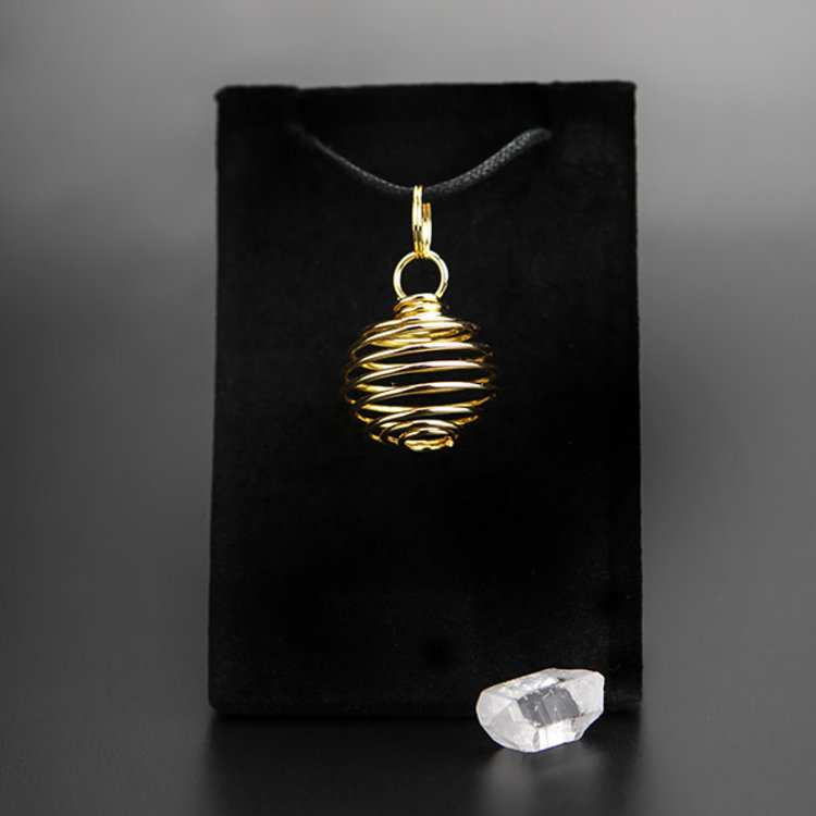 Spiral Gold Color Plated Cage Necklace .75 in.