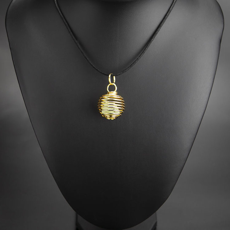 Spiral Gold Color Plated Cage Necklace 1 in.