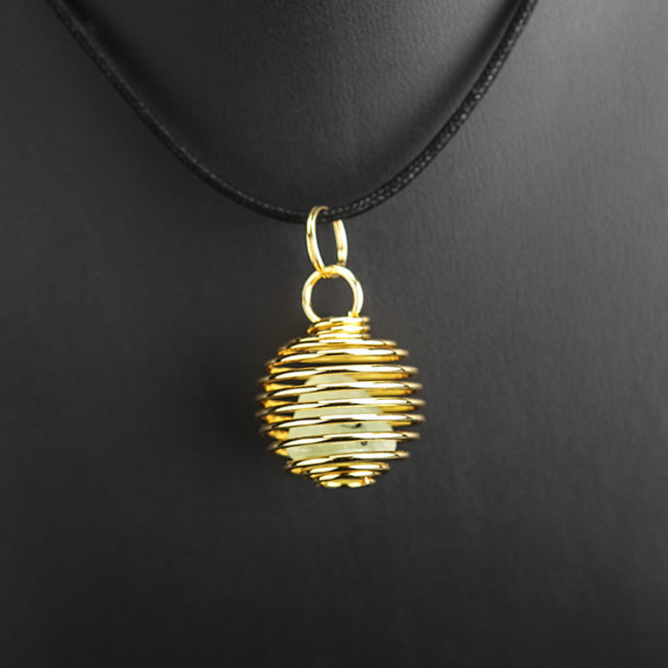 Spiral Gold Color Plated Cage Necklace 1 in.