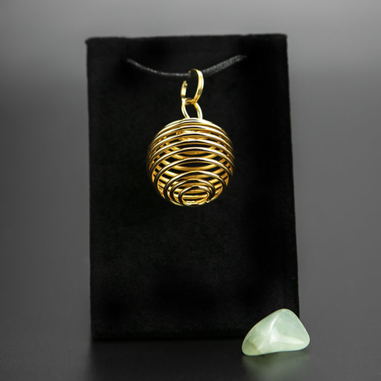 Spiral Gold Color Plated Cage Necklace 1 in.