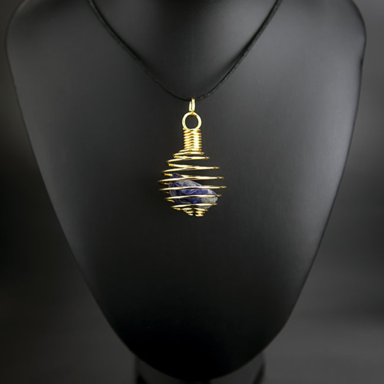 Spiral Gold Color Plated Cage Necklace 1.5 in.