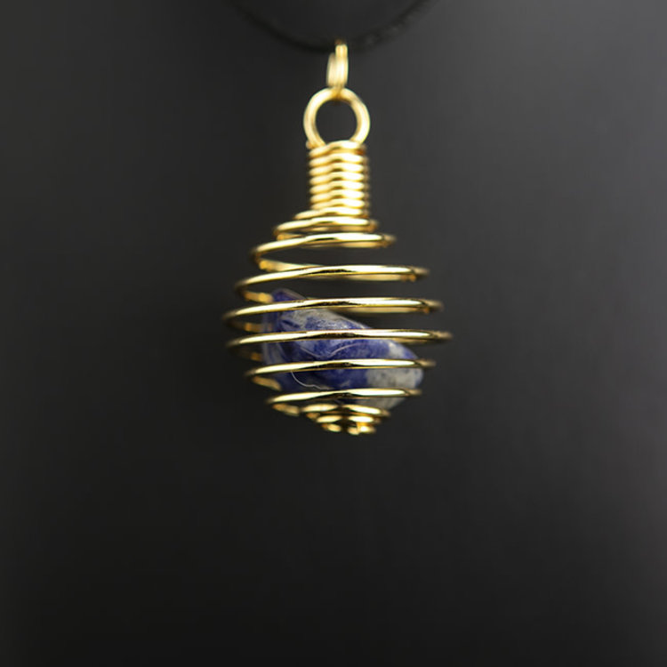 Spiral Gold Color Plated Cage Necklace 1.5 in.