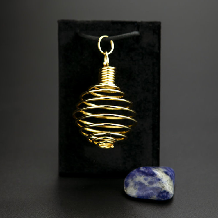 Spiral Gold Color Plated Cage Necklace 1.5 in.