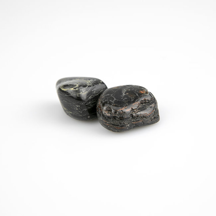 Black Tourmaline with Hematite Medium Tumbled Stone