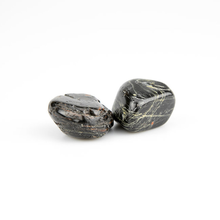 Black Tourmaline with Hematite Medium Tumbled Stone