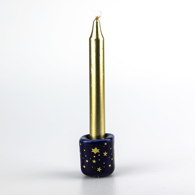 Chime Candle Holder Blue with Gold Stars