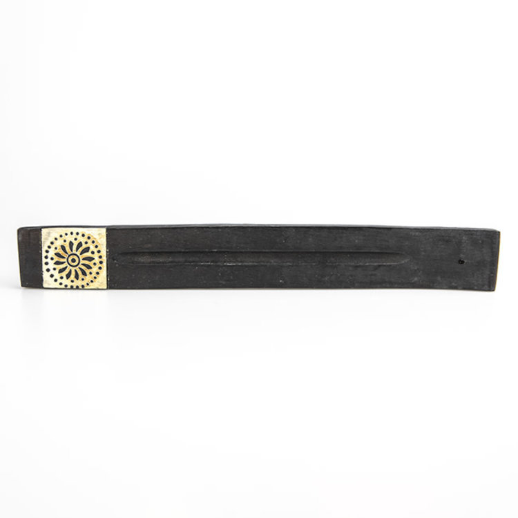 Black Wood with Flower Design Incense Burner