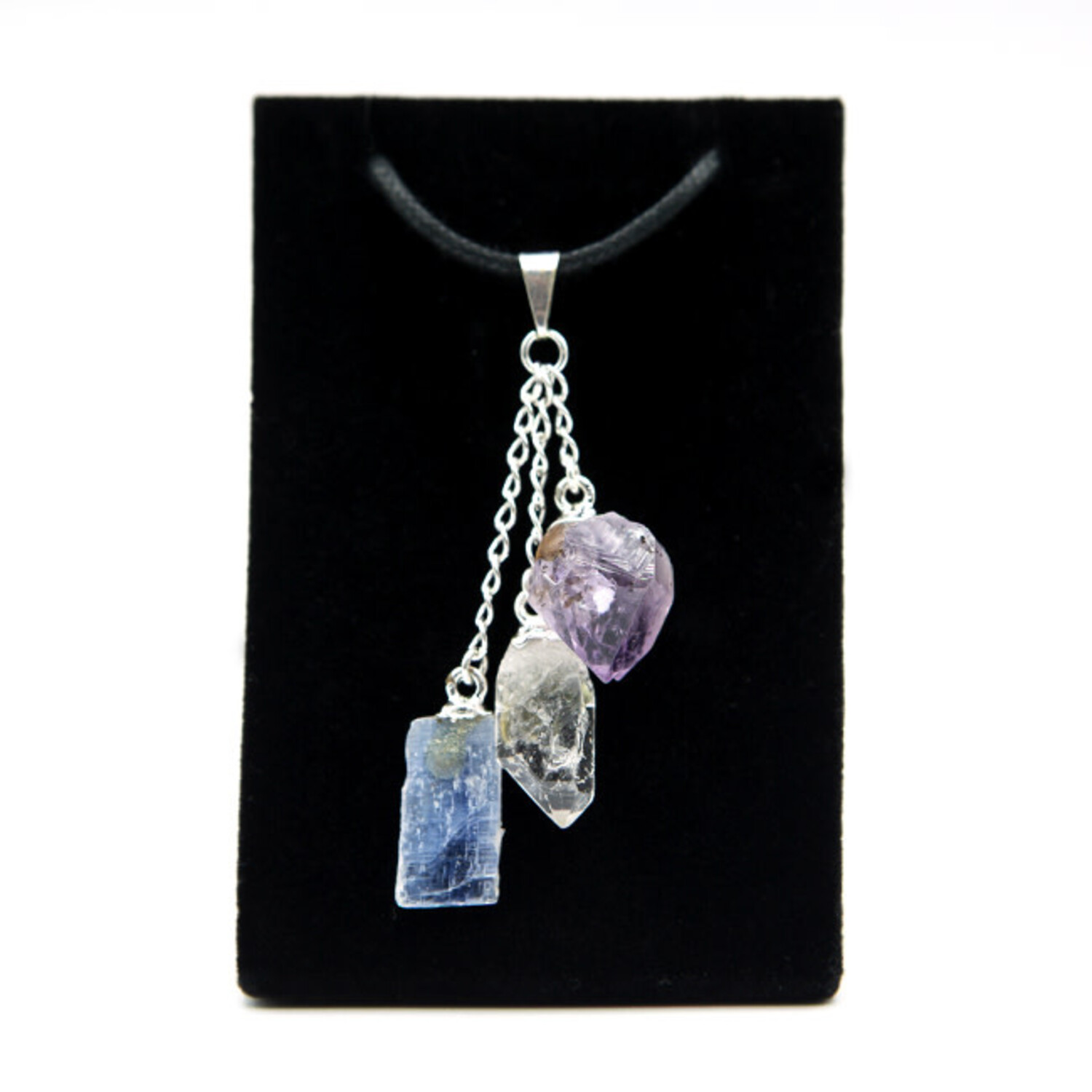 Triple Amethyst Kyanite Quartz Pendant