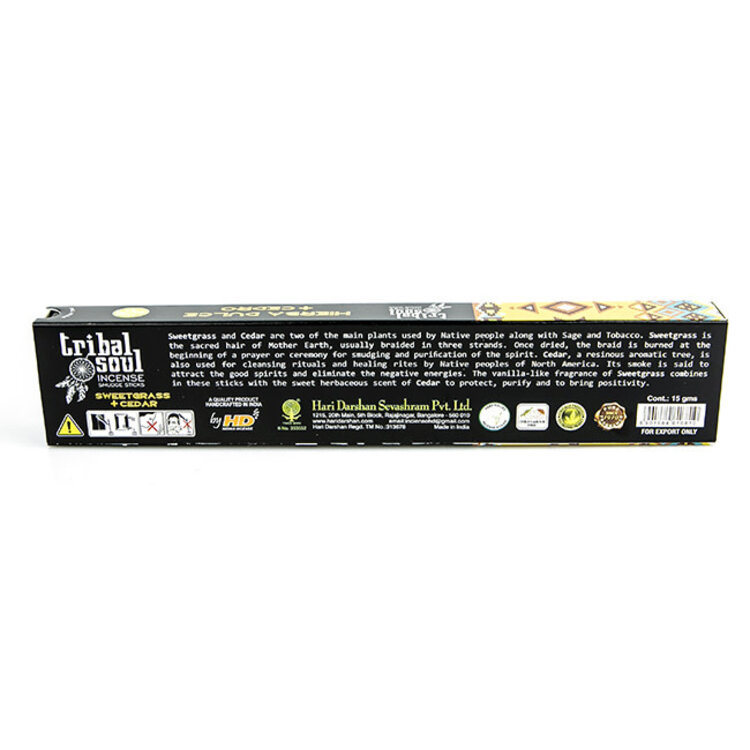Tribal Soul Sweetgrass and Cedar Incense Sticks 15 gm