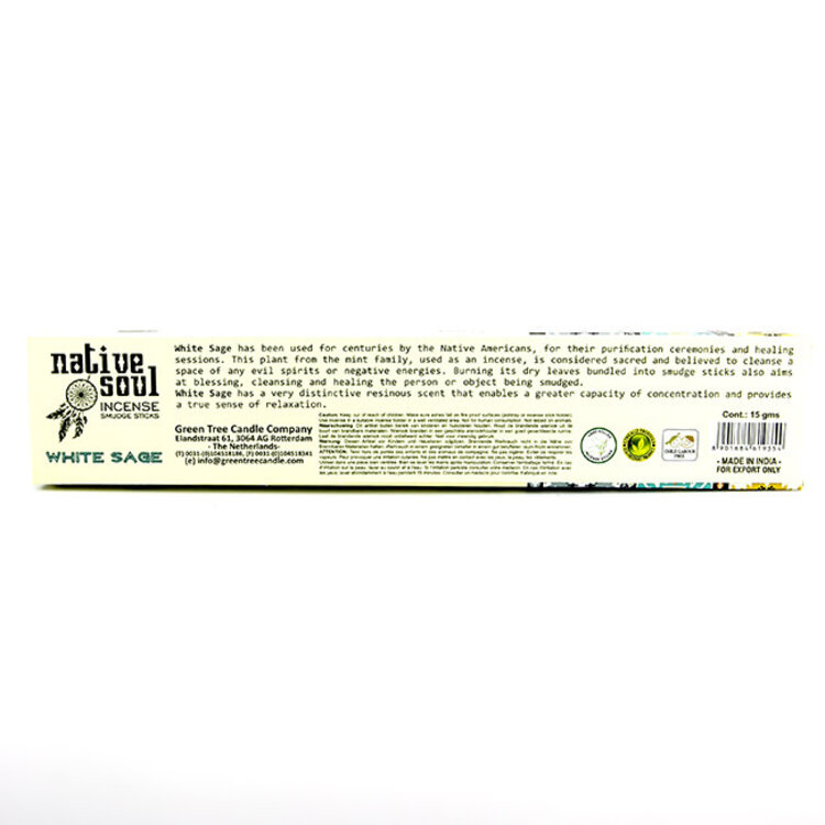 Green Tree Native Soul White Sage Incense 15 Sticks