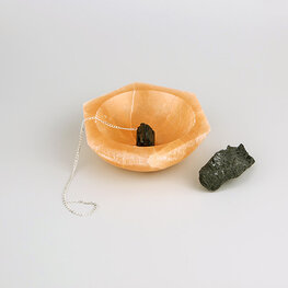 Selenite Orange Hexagon Bowl 4.5 in.