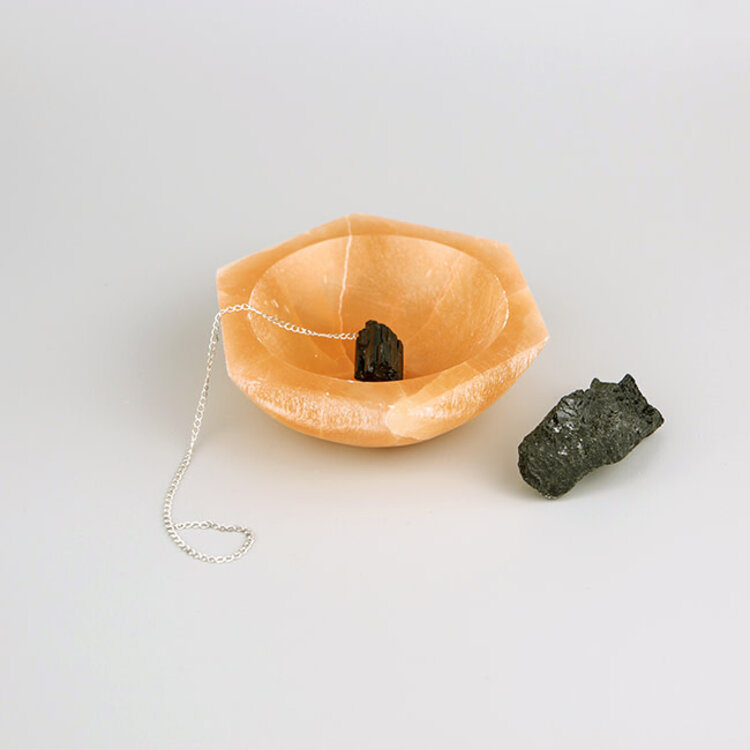 Selenite Orange Hexagon Bowl 4.5 in.