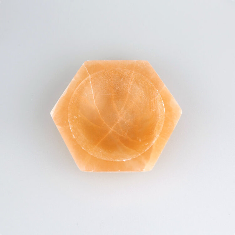 Selenite Orange Hexagon Bowl 4.5 in.