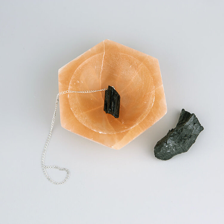 Selenite Orange Hexagon Bowl 4.5 in.