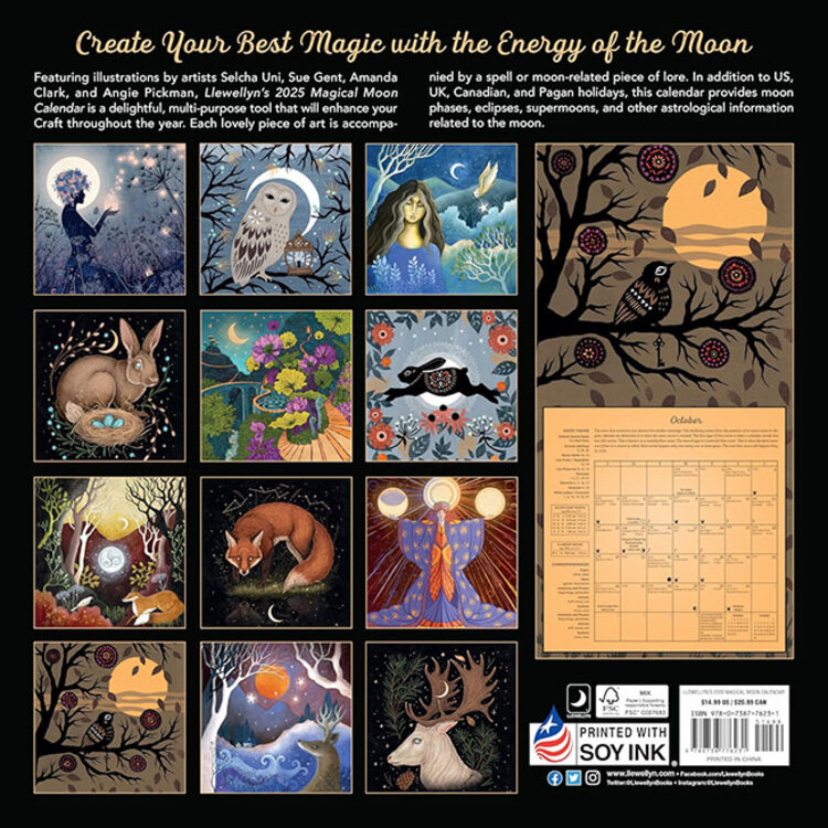 2025 Llewellyn's Magical Moon Wall Calendar