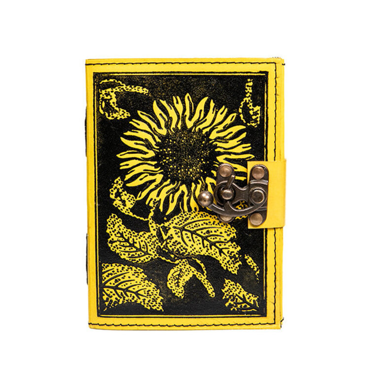 Leather Journal with Sunflower 5 x 7 in.