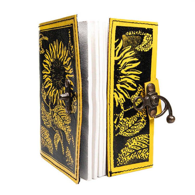 Leather Journal with Sunflower 5 x 7 in.