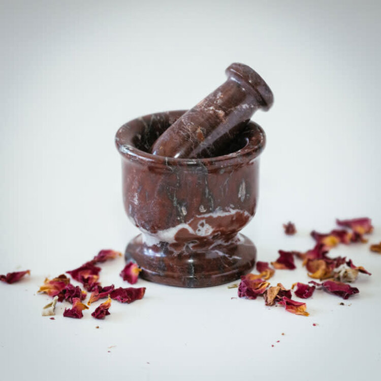 Zebra Marble Stone Mortar and Pestle 2 in.